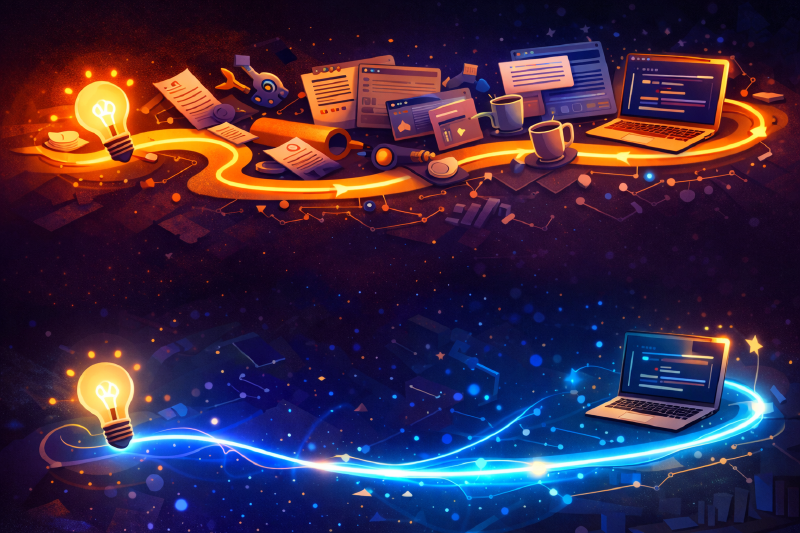 The cluttered path vs the streamlined one